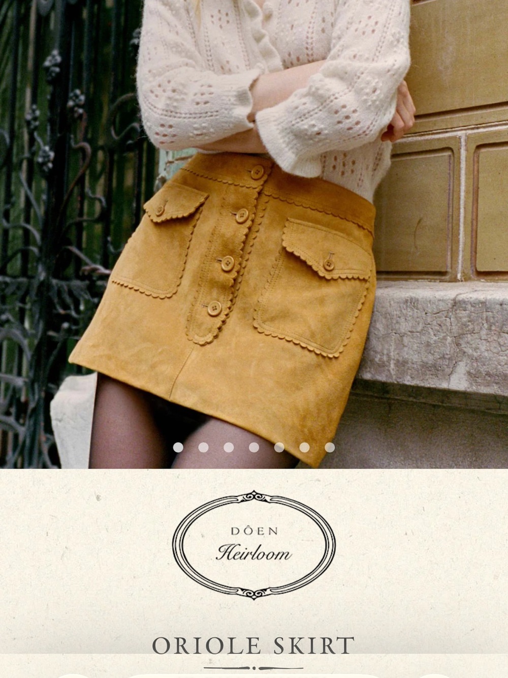 Doen Heirloom Oriole Suede Button-Front Mini Skirt in Camel